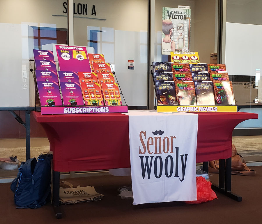 The Señor Wooly curriculum booth at a 2019 conference